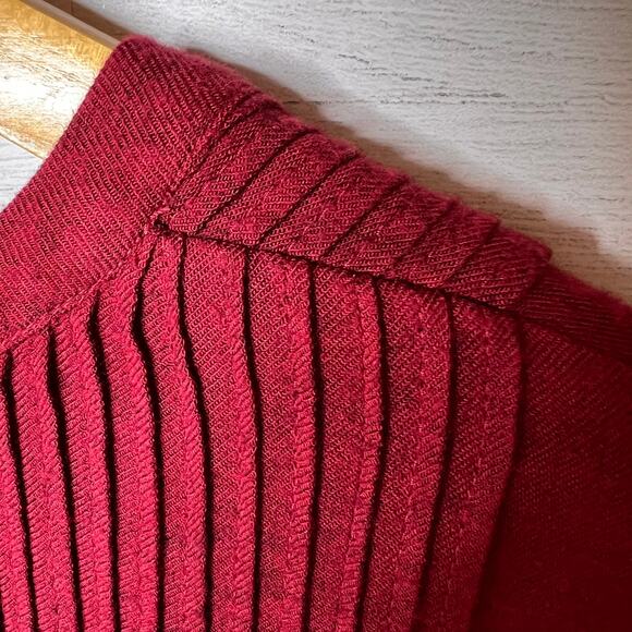 J Jill Tunic Dress Womens Size Large Red Burgundy Pintucked V Neck Long Sleeve - Picture 12 of 16